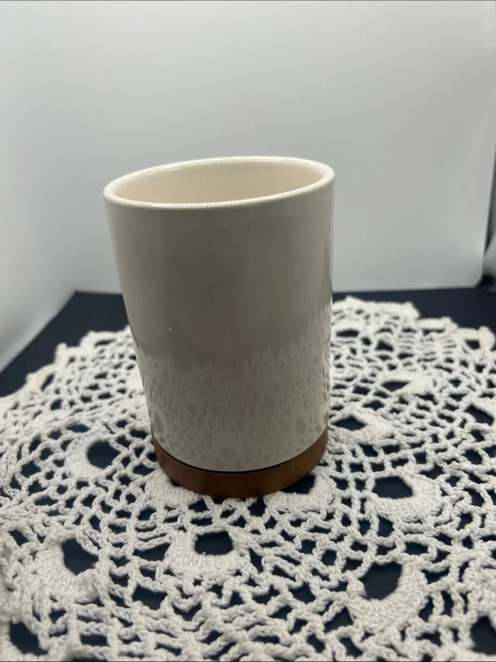 Rae Dunn 'THINGS' Ceramic Organizer Cup in Cream and Brown